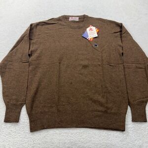NWT Kappa Mens XL Brown Lambswool Crew Neck Sweater Made in Italy Flaws